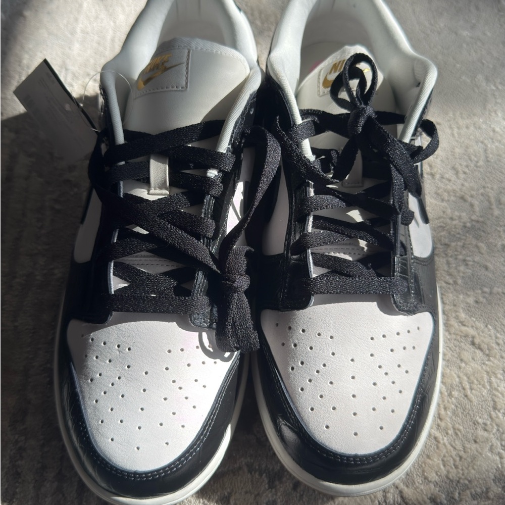 Nike Black and White Sneakers Classic Dunk Style Croc